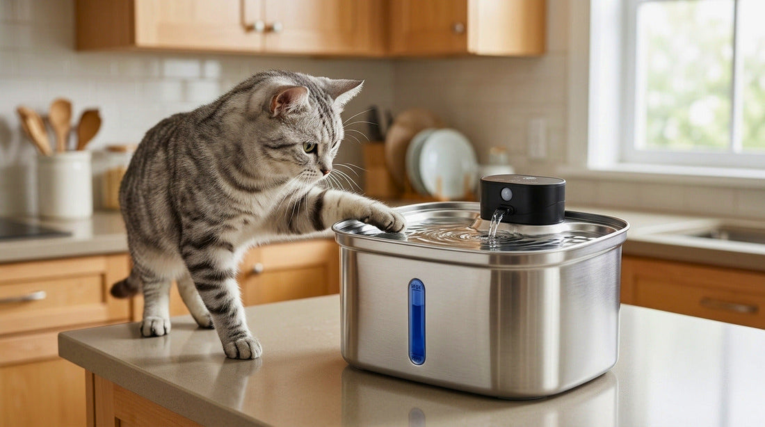 Cat pawing at water before drinking
