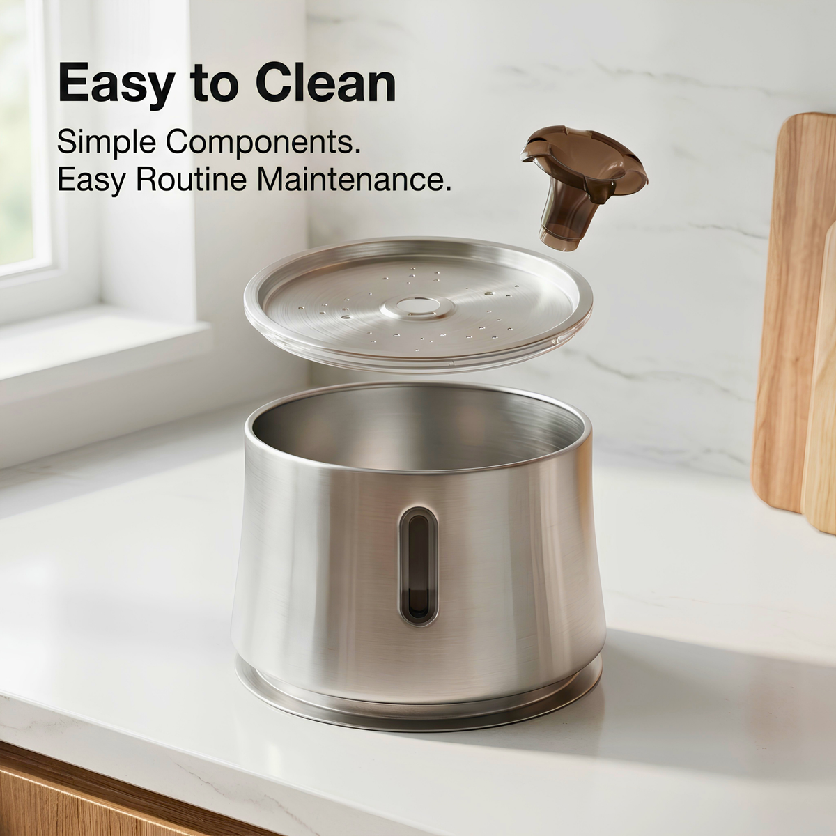 Volu™ Curve Series — 2.5L Stainless Steel Pet Water Fountain
