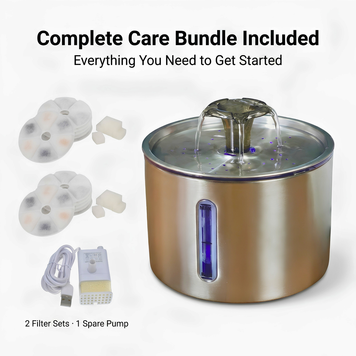 Volu™ Premium 2.5L Stainless Steel Pet Water Fountain