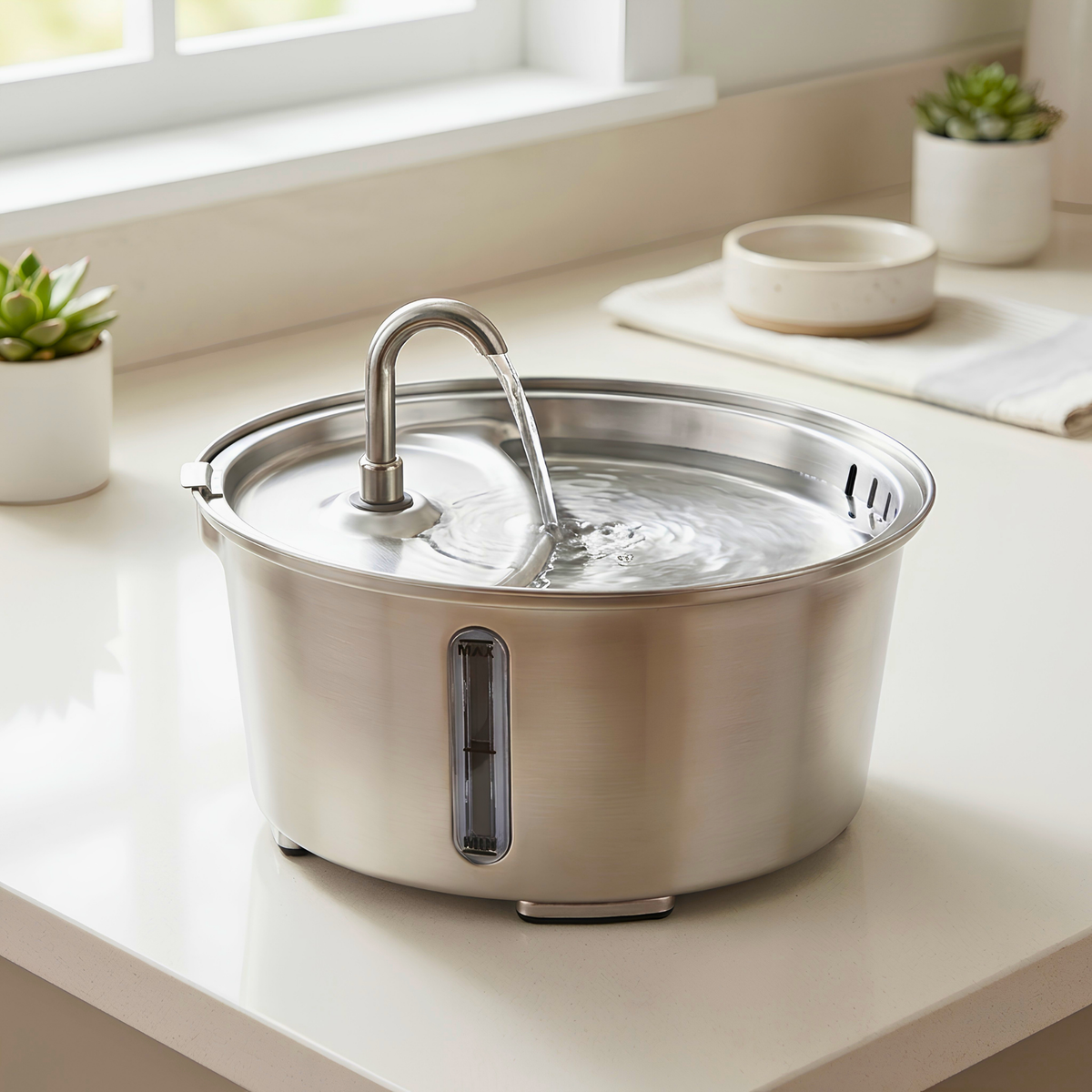 Volu™ PureStream 2.6L Oval Stainless Steel Pet Water Fountain
