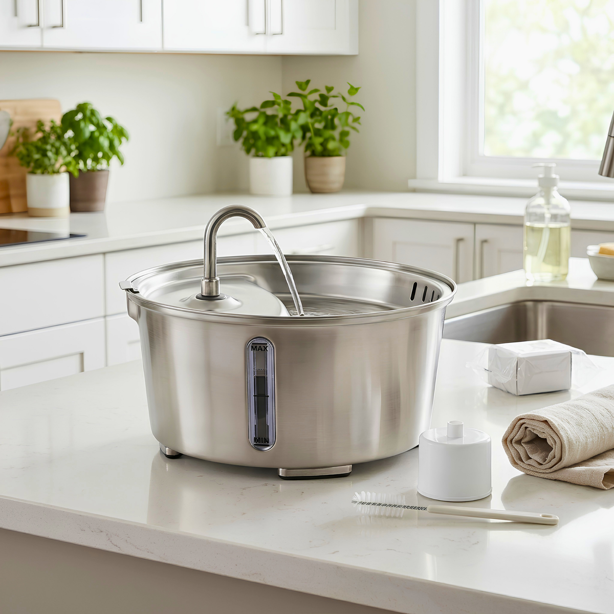 Volu™ PureStream 2.6L Oval Stainless Steel Pet Water Fountain