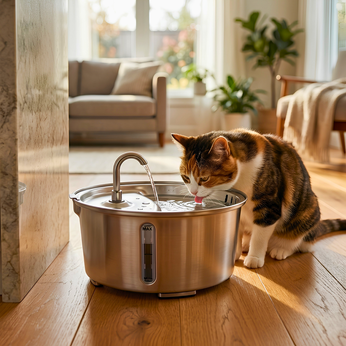Volu™ PureStream 2.6L Oval Stainless Steel Pet Water Fountain