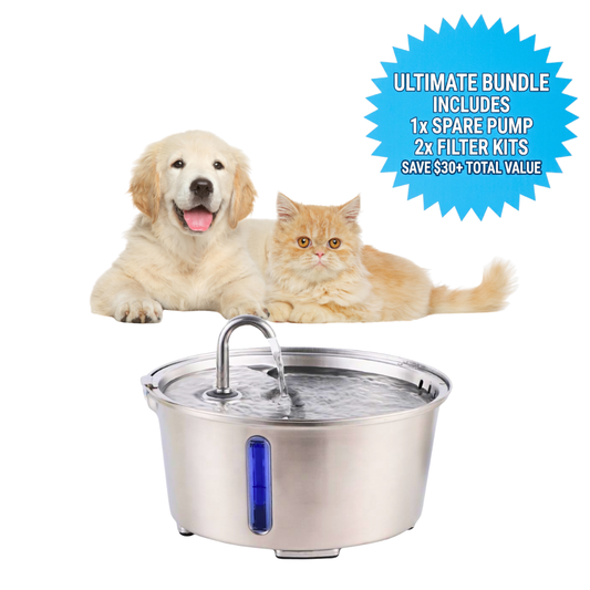 2.6L Stainless Steel Pet Fountain — Large Capacity, Quiet & Easy to Clean