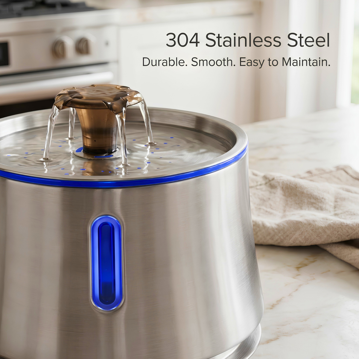 Volu™ Curve Series — 2.5L Stainless Steel Pet Water Fountain