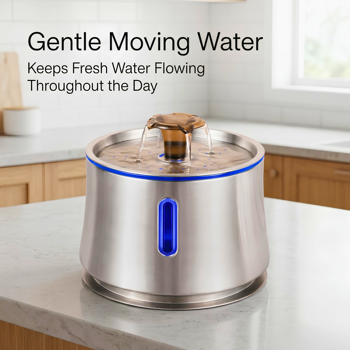 Volu™ Curve Series — 2.5L Stainless Steel Pet Water Fountain