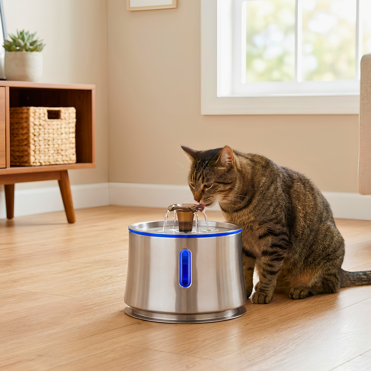 Volu™ Curve Series — 2.5L Stainless Steel Pet Water Fountain